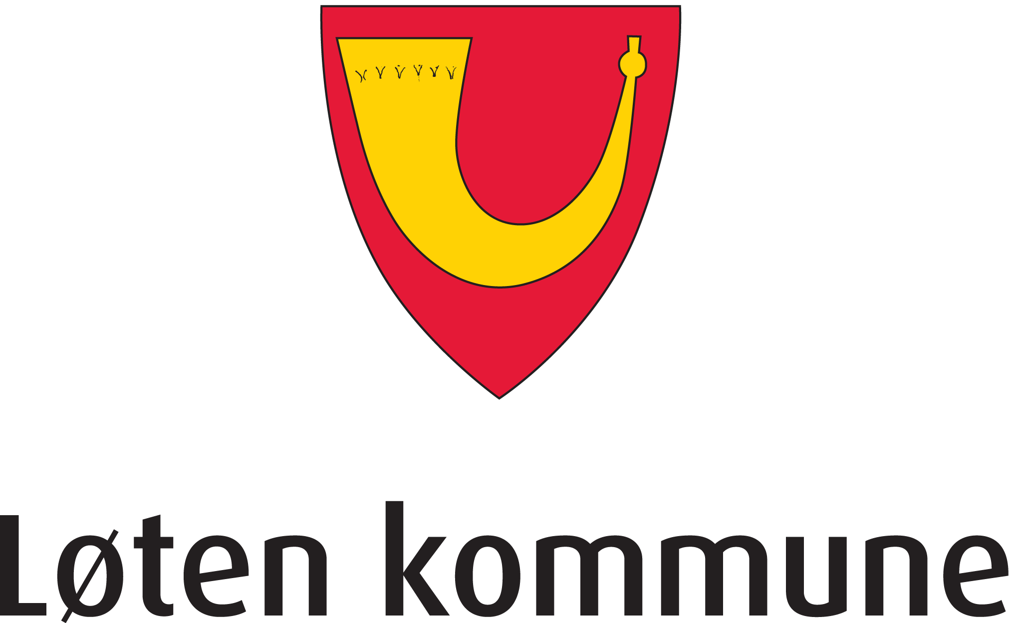 logo gult drikkehorn på rød bunn